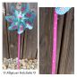 Preview: Windrad * 17 cm * Holzstil und -kugel handbemalt * Gartenstecker * Kinder * Deko * Blumen